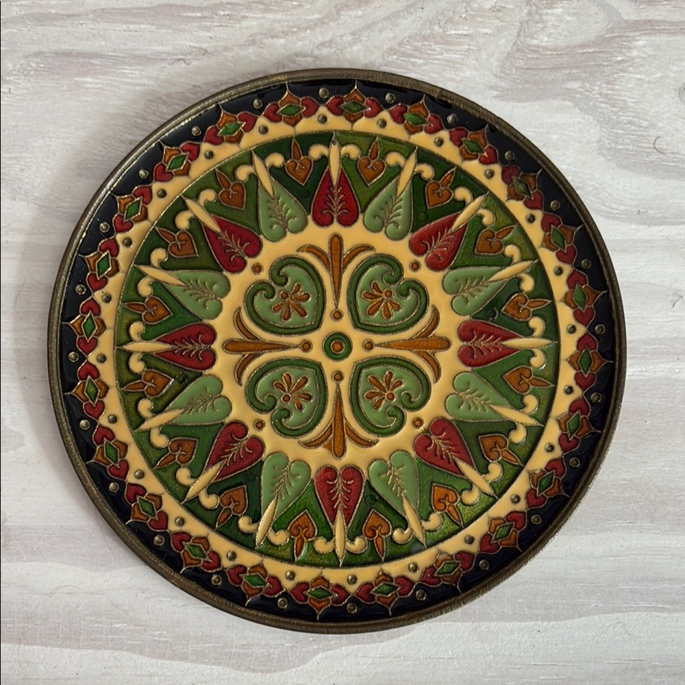 VTG Bronze & Lacquered Cloisonné Mandala 6-1/2"‎ Plate